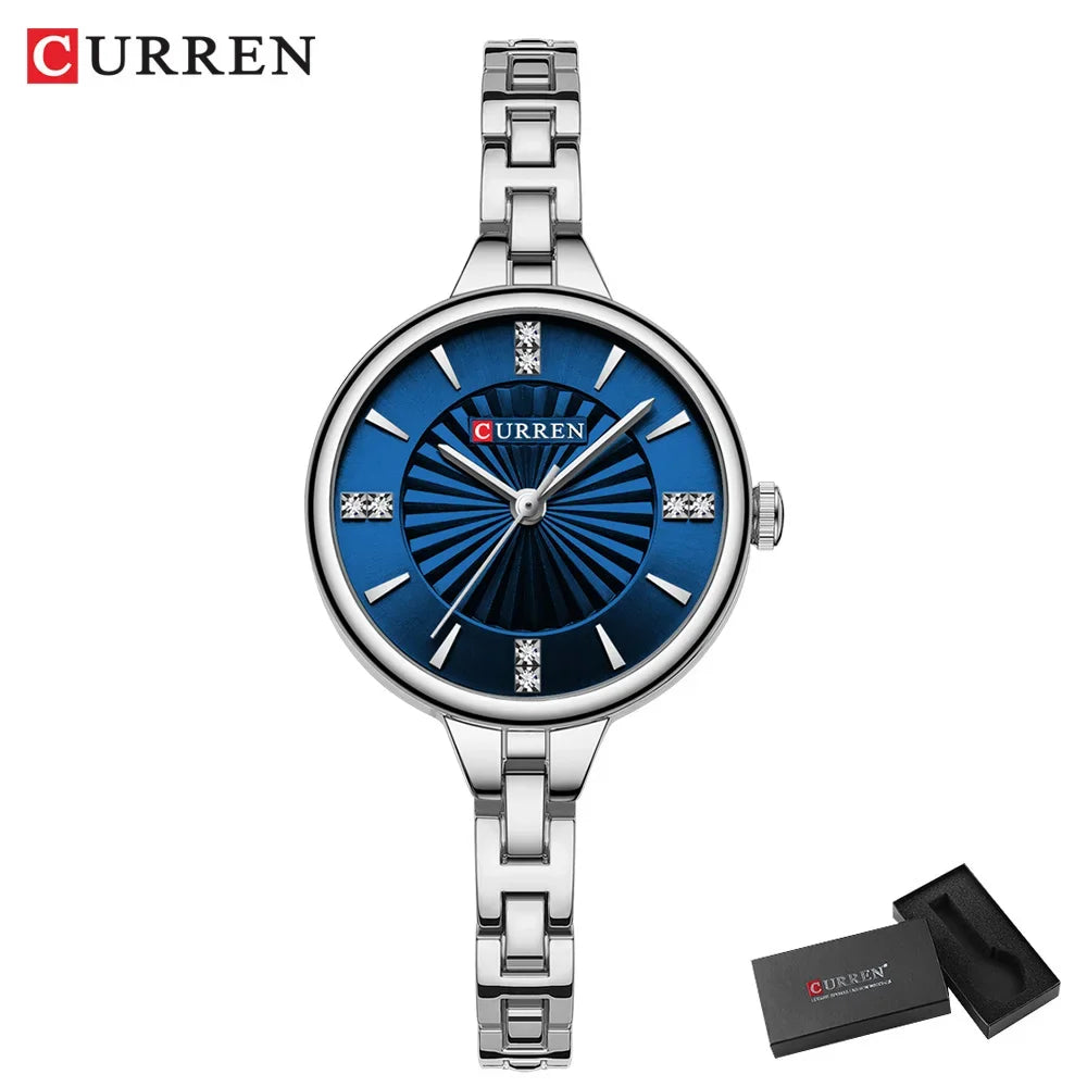 Curren-relógio de quartzo de luxo feminino, relógio pulseira magnética, pulseira esportiva, para mulheres