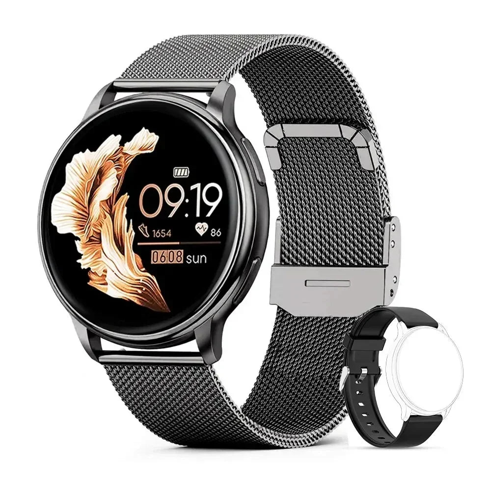 Xiaomi bluetooth chamada relógio inteligente feminino relógios de aço masculino esportes rastreador fitness freqüência cardíaca smartwatch para android ios g35