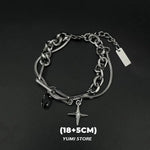 Retro chama cruz pulseira para homem mulher hip hop titânio aço splice corrente charme unisex jóias legal kpop acessórios de luxo