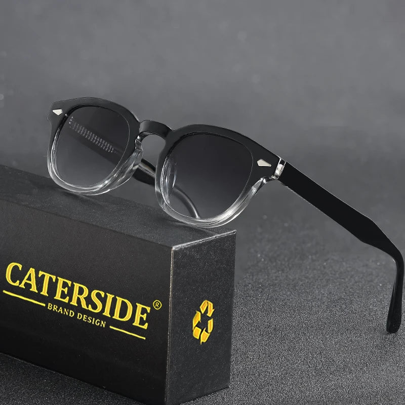 Caterside retro redondo masculino óculos de sol punk ácido propiônico pino templo luxo óculos de sol feminino esportes lazer festa óculos uv400