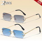 Caterside retangular óculos de sol masculino sem aro branco cobre pequeno quadrado óculos de sol para mulher lente gradiente ao ar livre uv400