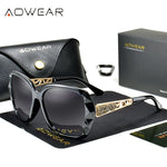 AOWEAR-Luxury Square Oversized Sunglasses for Women, Polarized Brand Design, óculos de sol vintage, tons ao ar livre, óculos para senhoras