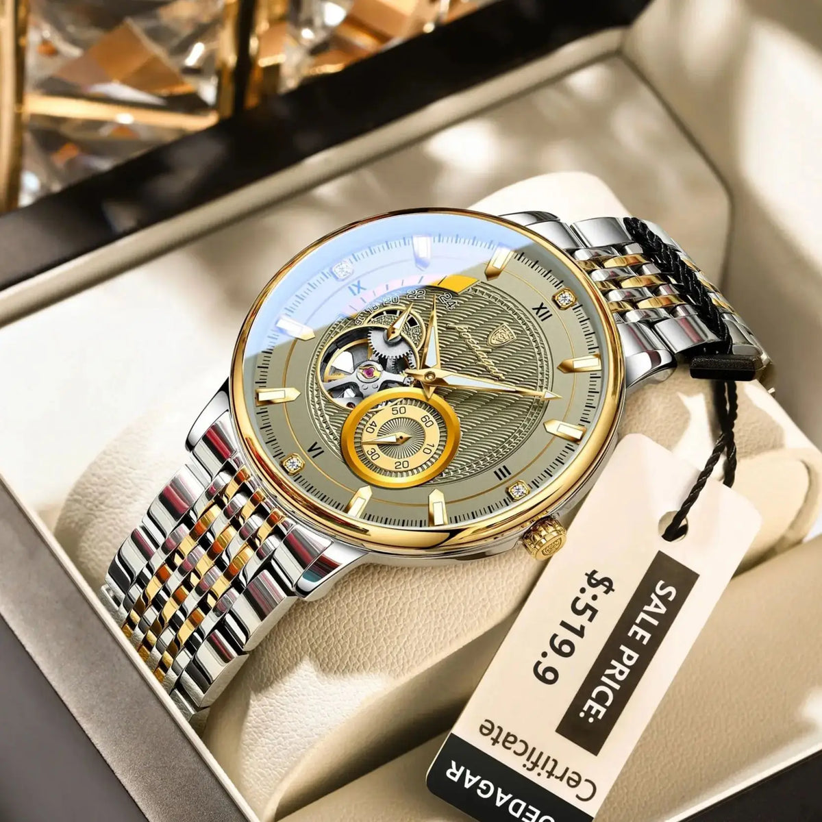 Poedagar topo de luxo relógio masculino luminoso oco tourbillon automático homem relógio de pulso mecânico aço inoxidável relógios masculinos reloj