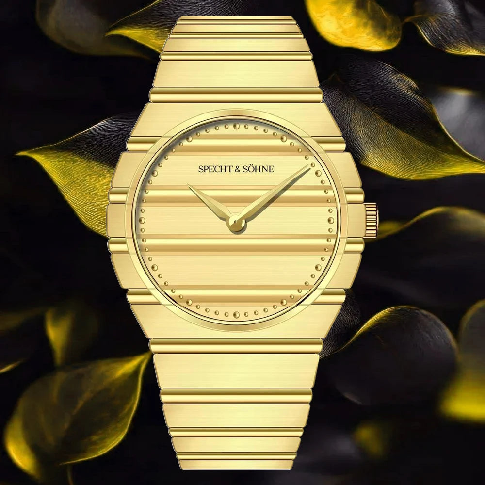 2025 novo specht & söhne cor cinza 37mm relógio de pulso de quartzo ultrafino luminoso safira relógio de aço inoxidável 50m à prova d'água