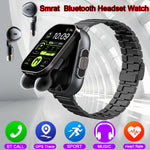 2024 relógio inteligente 2 em 1 com fone de ouvido smartwatch bluetooth chamada relógio masculino gps pista monitor freqüência cardíaca jogar música smartwatch