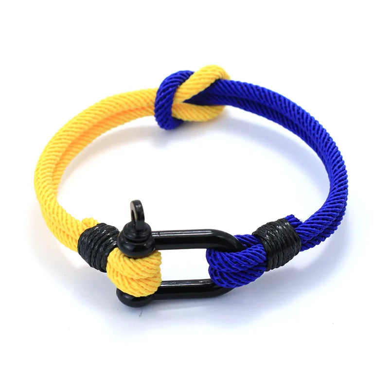 Noter amarelo azul símbolo ucraniano pulseira masculina bicolor nó concêntrico cordão corrente braclet presente para ele ucrânia acessórios