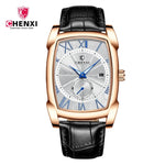 2024 CHENXI 8209 Relógios masculinos pulseira de couro casual luxo quartzo relógios de pulso quadrados à prova d'água
