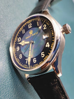 Relógio de pulso mecânico automático masculino, impermeável, calendário luminoso, ponteiro de gás, piloto alemão, movimento Nh35, C1
