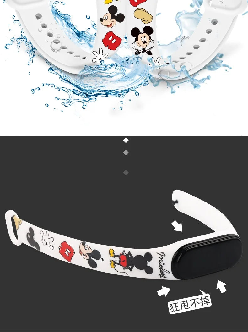 Nova disney mickey minnie led toque relógio donald duckbracelet relógio estudante crianças esportes dos desenhos animados relógio eletrônico presente brinquedo