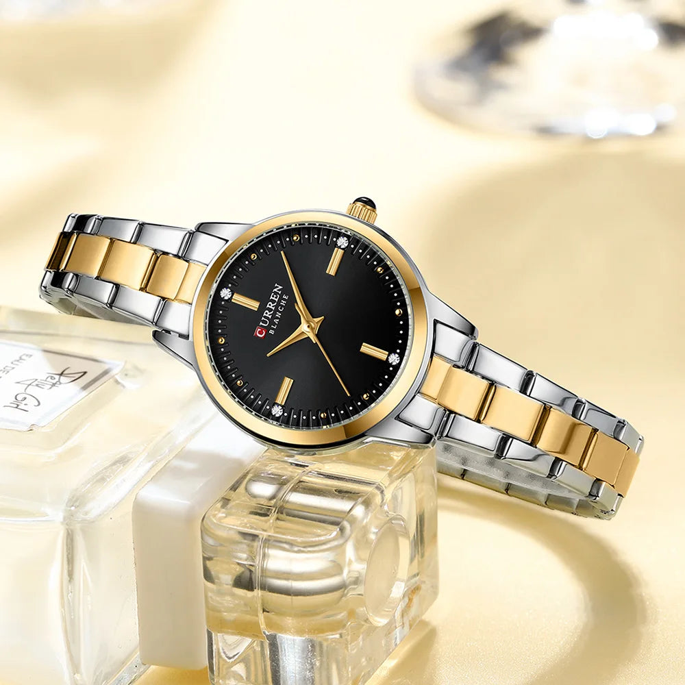 Curren relógios femininos moda original relógio de pulso de quartzo para senhoras mostrador romano deslumbrante diamante à prova dwaterproof água luminosa luxo novo