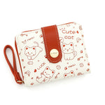 Carteira japonesa bonito do gato para mulheres, bolsa curta, titular do cartão do banco da identificação, saco do dinheiro, carteiras do zíper, armazenamento da chave, meninas, meninas