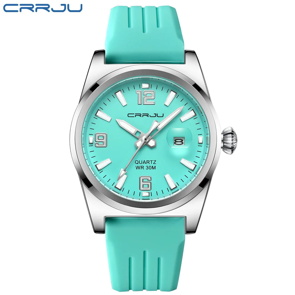Crrju casual relógio de pulso quartzo moda à prova dwaterproof água relógios masculinos esporte pulseira silicone masculino relógio luminoso relogio masculino
