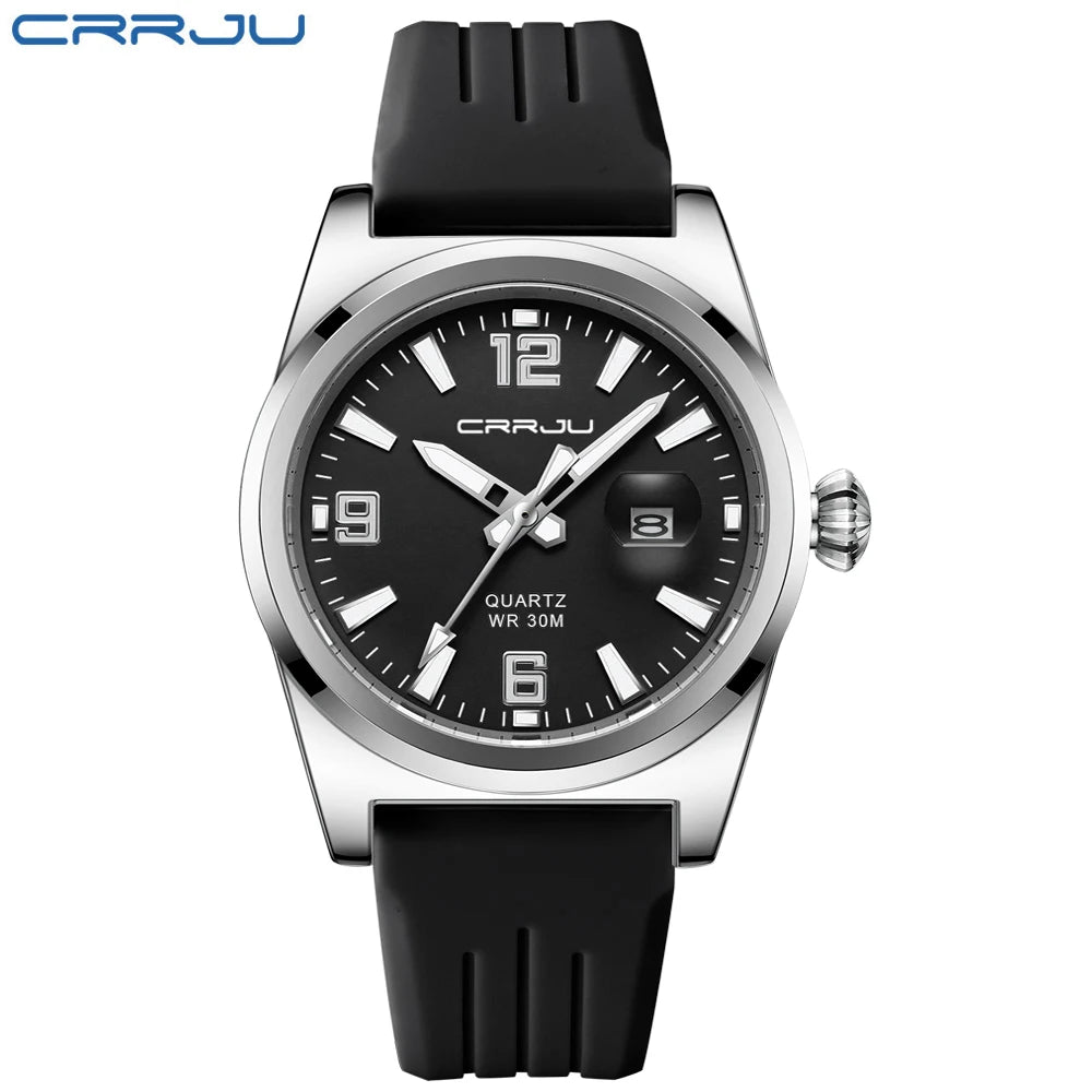 Crrju casual relógio de pulso quartzo moda à prova dwaterproof água relógios masculinos esporte pulseira silicone masculino relógio luminoso relogio masculino