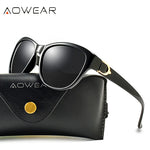Aowear feminino polarizado vintage óculos de sol para mulheres moda espelho tons óculos de sol senhoras condução óculos gafas de sol mujer