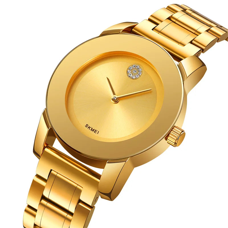 Skmei unissex quartzo pulseira à prova d'água relógios de luxo pulseira de aço inoxidável estilo simples display analógico relógio de pulso fashion