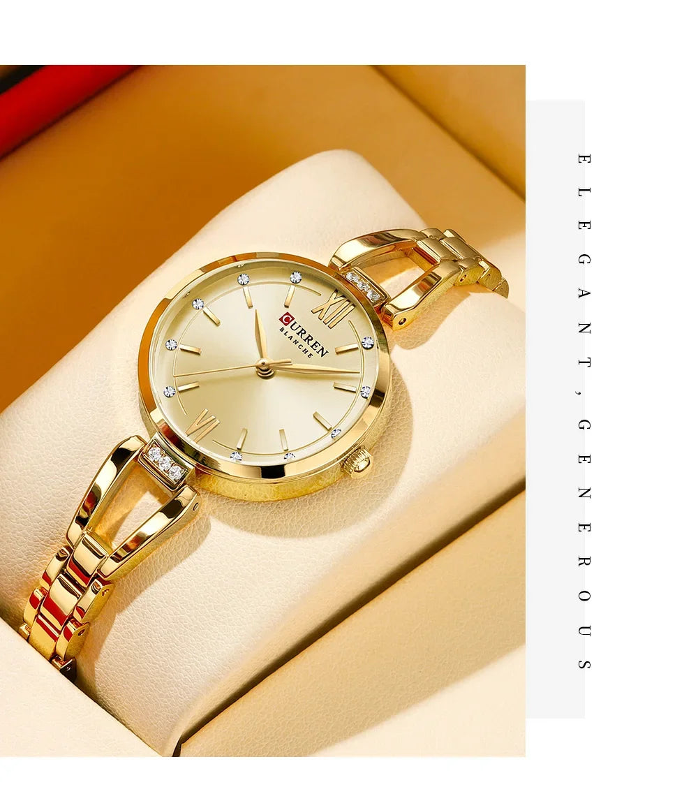 Curren relógios femininos elegante moda original relógio de quartzo para Laides à prova dwaterproof água aço inoxidável simples luxo uso diário