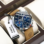 Poedagar relógio de pulso de luxo para homem à prova dwaterproof água luminosa cronógrafo data relógio masculino esportes couro relógios quartzo masculino reloj