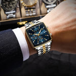 Poedagar luxo homem de negócios relógio de pulso cronógrafo à prova dwaterproof água calendário luminoso relógio para homem quadrado quartzo relógios masculinos reloj