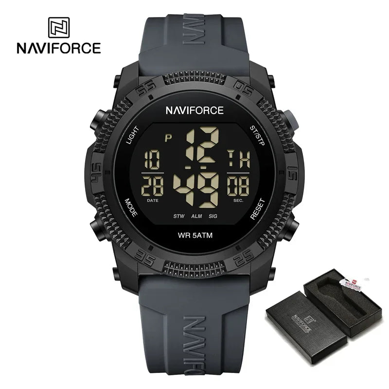 NAVIFORCE NF7104 Novos relógios esportivos digitais LCD para homens moda pulseira de silicone relógio de pulso eletrônico militar