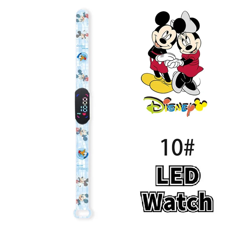 Nova disney mickey minnie led toque relógio donald duckbracelet relógio estudante crianças esportes dos desenhos animados relógio eletrônico presente brinquedo