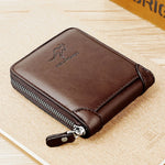 Carteira masculina de couro luxuosa masculina  Bolsa masculina com zíper porta-cartões com bolso para moedas carteiras Rfid presentes para homens bolsa de dinheiro