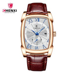 2024 CHENXI 8209 Relógios masculinos pulseira de couro casual luxo quartzo relógios de pulso quadrados à prova d'água