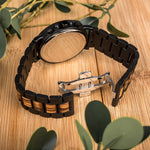 Bobobird relógio masculino de luxo, cronógrafo de quartzo, relógio de pulso personalizado, pulseira de metal e madeira, caixa de presente