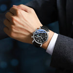 Chenxi 973 multi-função negócios fase da lua data à prova dwaterproof água roma analógico importado relógio de pulso masculino dial relógios de couro de quartzo