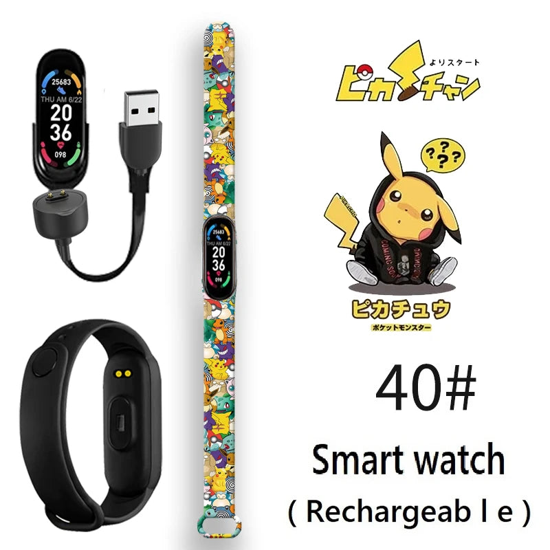 Pikachu Novo Estilo Magnético Bluetooth Relógio Inteligente Esportes Eletrônico Freqüência Cardíaca Pressão Pedômetro Música Monitoramento do Sono Blood Toy