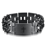 Hnsp 24mm de largura 316l aço inoxidável corrente cubana cruz pulseira para homens jóias masculino mão corrente envoltório pulseiras acessório punk