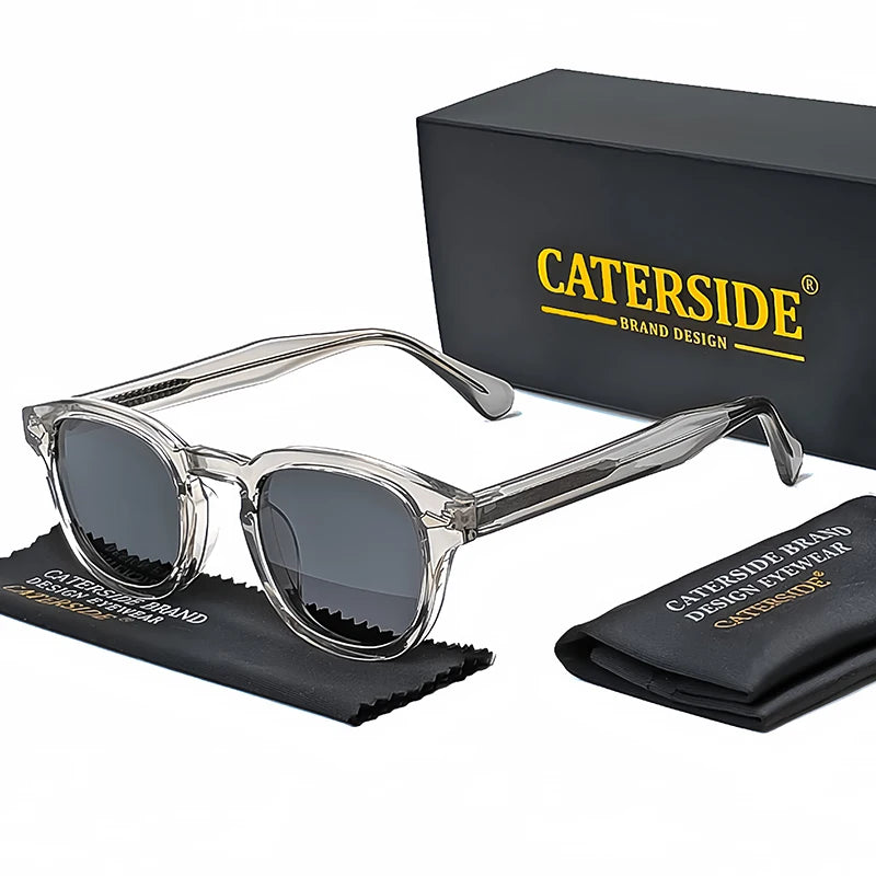 Caterside retro redondo masculino óculos de sol punk ácido propiônico pino templo luxo óculos de sol feminino esportes lazer festa óculos uv400