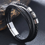 Moda pulseiras de couro vermelho masculino aço inoxidável multicamadas trançado corda pulseiras para mulheres pulseira jóias presentes sp1076