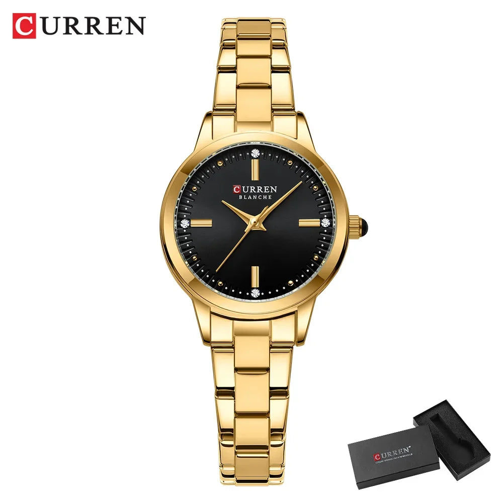 Curren relógios femininos moda original relógio de pulso de quartzo para senhoras mostrador romano deslumbrante diamante à prova dwaterproof água luminosa luxo novo
