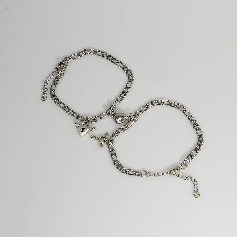 Amantes do amor fivela magnética pulseira criativa dia dos namorados ímã amor atraente pulseira casal pulseiras cubanas