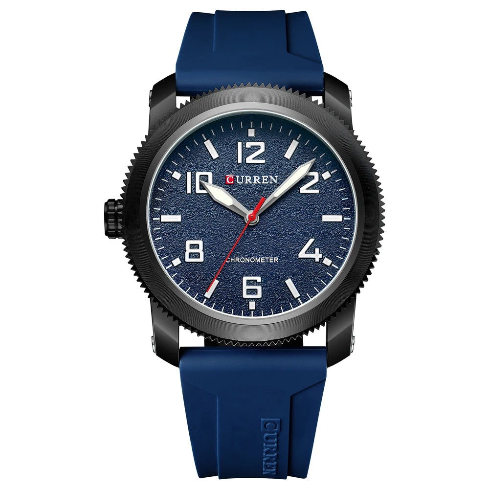 CURREN Moda Simples Relógios Masculinos com Grande Mostrador de Numerais Relógio de Pulso de Quartzo para Cavalheiro de Negócios com Pulseira de Silicone