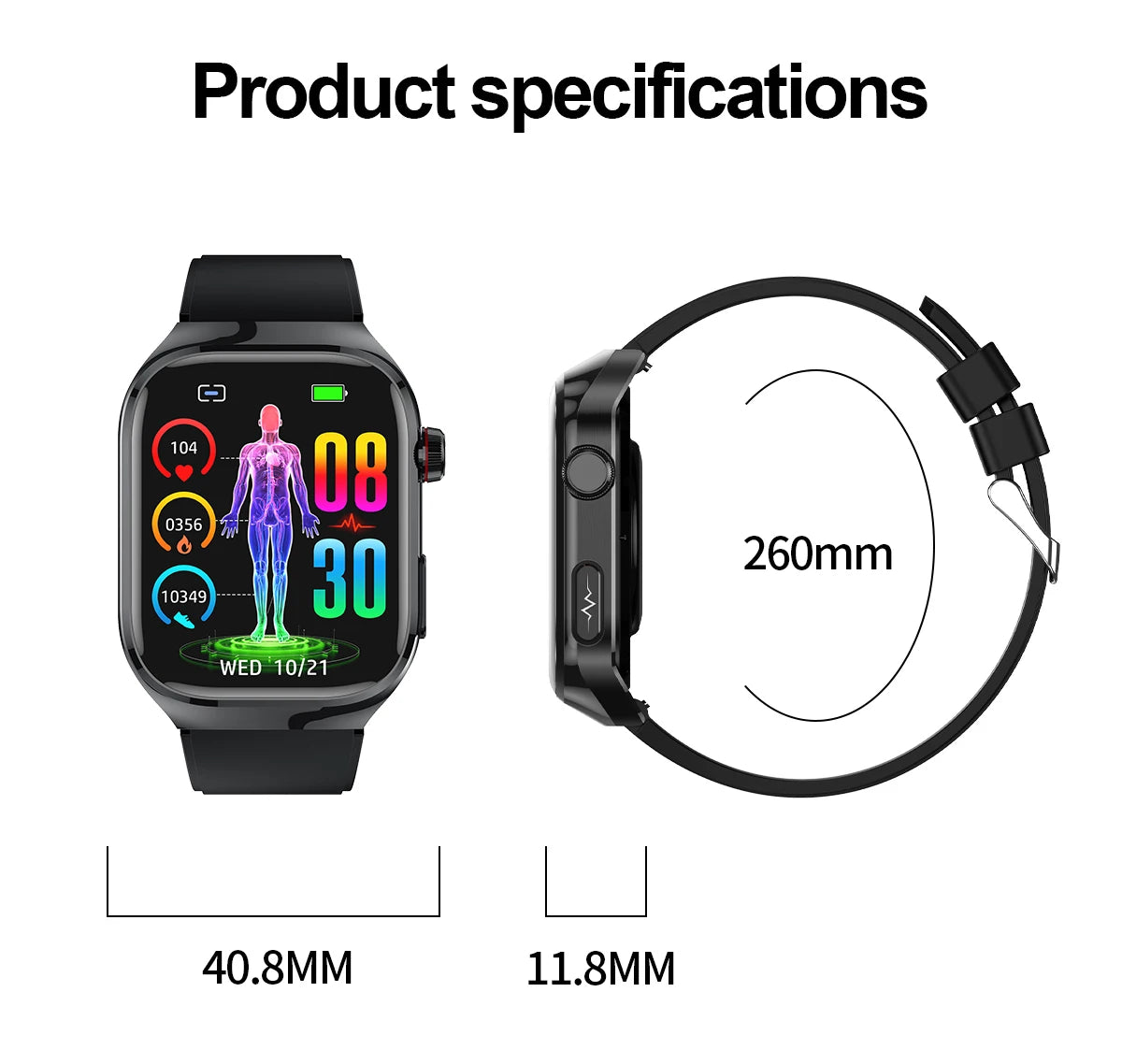 2024 novo grau médico ácido úrico gordura no sangue smartwatch ecg glicose no sangue freqüência cardíaca pressão arterial monitoramento de saúde relógio inteligente