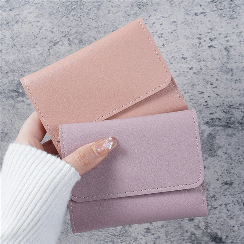 Novas carteiras fofas para mulheres pequeno ferrolho menina titular do cartão de crédito para couro do plutônio bolsa de moedas carteira feminina bolsas curtas para mulheres