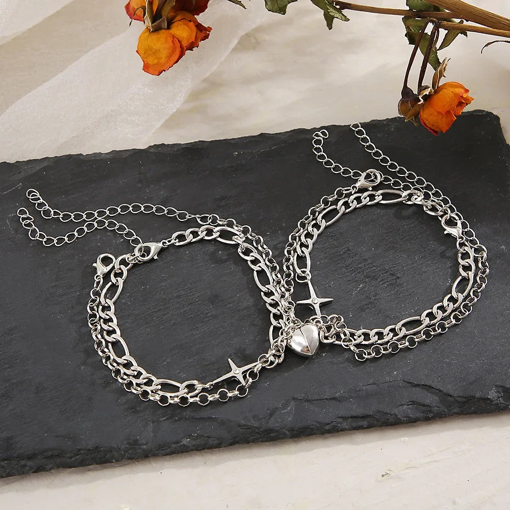 Amantes do amor fivela magnética pulseira criativa dia dos namorados ímã amor atraente pulseira casal pulseiras cubanas