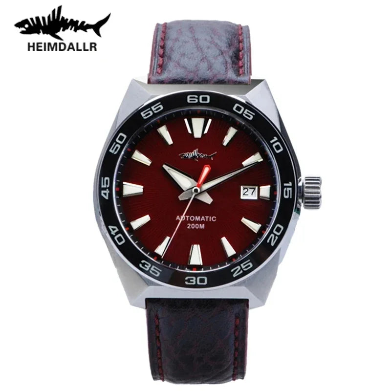 Heimdallr Monster Diver relógio masculino mostrador azul fosco cristal de safira NH35 mecânico automático 200m à prova d'água relógio luminoso completo