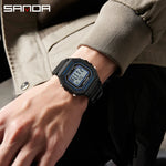 Sanda 2156 moda masculina relógio militar resistente à água esporte relógios exército grande dial led digital relógios de pulso cronômetros para o sexo masculino