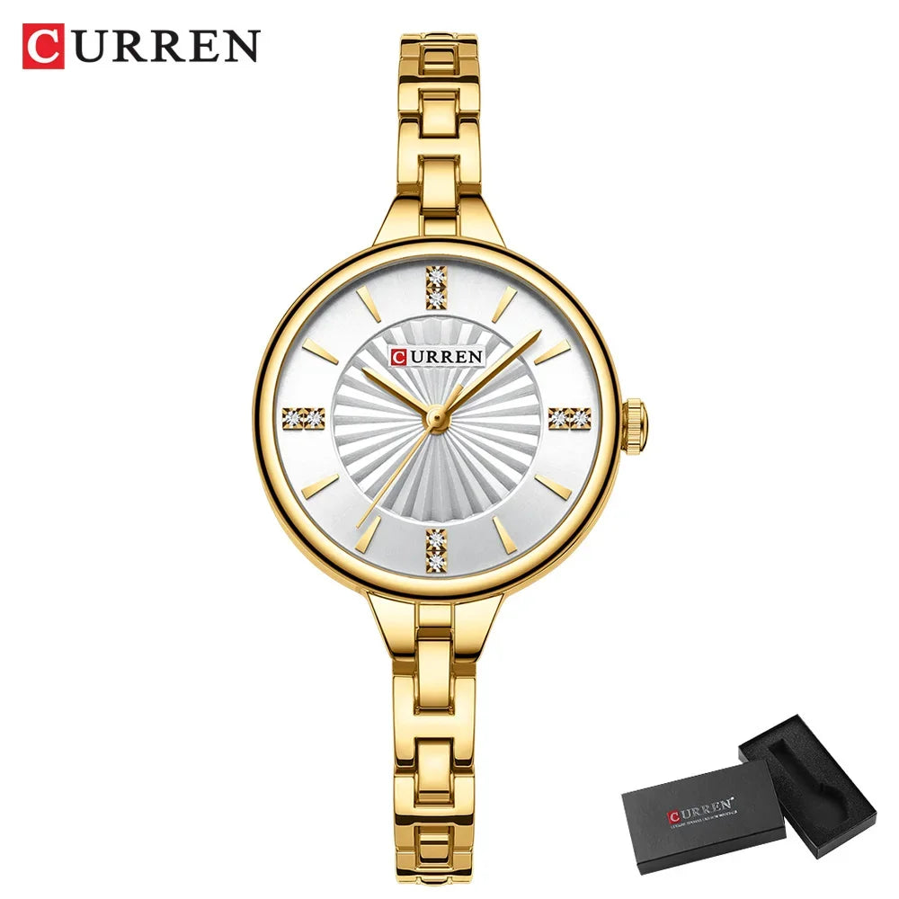 Curren-relógio de quartzo de luxo feminino, relógio pulseira magnética, pulseira esportiva, para mulheres