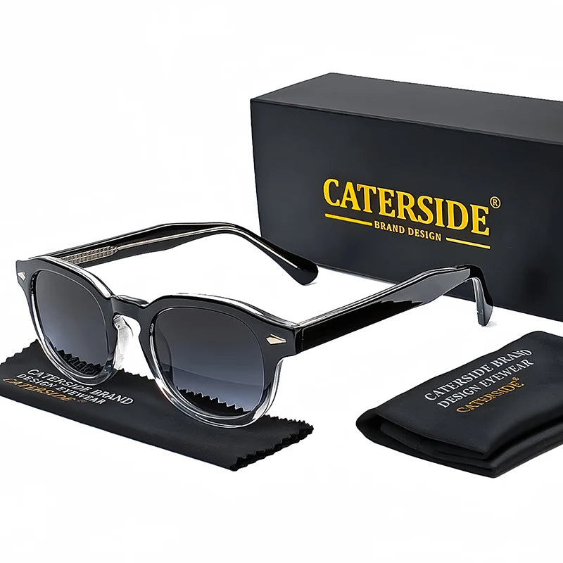 Caterside retro redondo masculino óculos de sol punk ácido propiônico pino templo luxo óculos de sol feminino esportes lazer festa óculos uv400