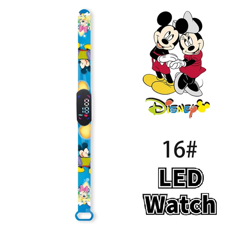 Nova disney mickey minnie led toque relógio donald duckbracelet relógio estudante crianças esportes dos desenhos animados relógio eletrônico presente brinquedo