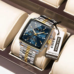 Poedagar luxo homem de negócios relógio de pulso cronógrafo à prova dwaterproof água calendário luminoso relógio para homem quadrado quartzo relógios masculinos reloj