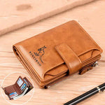Carteira masculina de couro luxo curto titular do cartão rfid para homens zíper moeda bolsa portátil masculino carteiras billfold