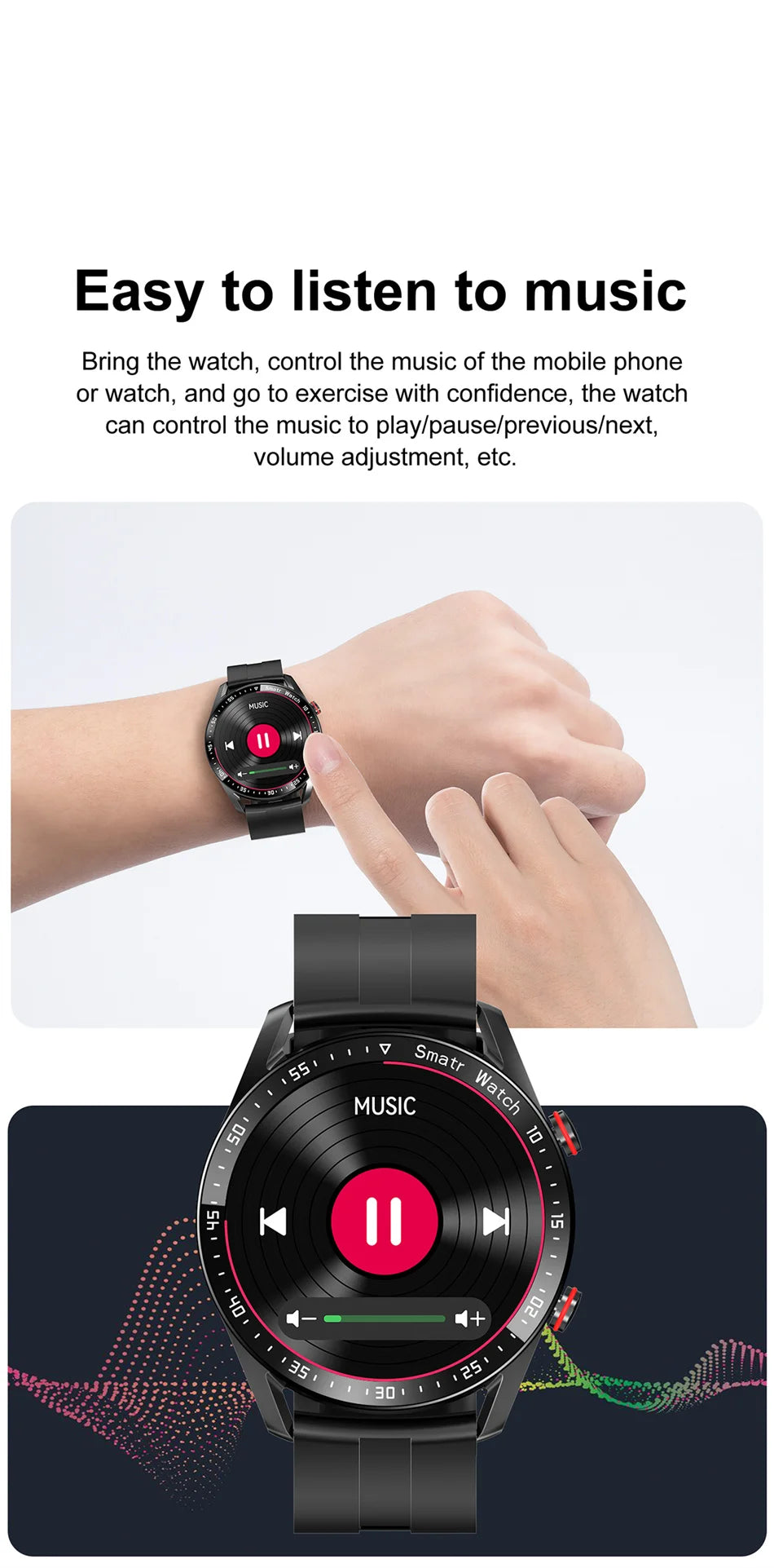 Impermeável relógio inteligente para homens, Bluetooth chamada, saúde do laser, pressão arterial, fitness esportes relógios, caixa, ECG, PPG