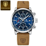 Poedagar relógio de pulso de luxo para homem à prova dwaterproof água luminosa cronógrafo data relógio masculino esportes couro relógios quartzo masculino reloj