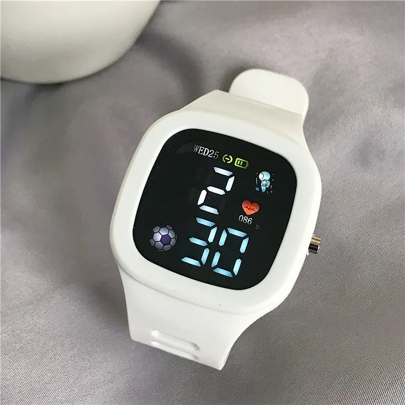 Masculino feminino relógio led digital esportes relógio para crianças meninos meninas quadrado grande dial à prova dwaterproof água silicone relógio de pulso eletrônico masculino