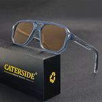 Caterside retro punk óculos de sol dos homens do vintage plana superior pontes duplas alta qualidade óculos de sol feminino viagem festa festival eyewear