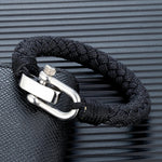 Mkendn estilo náutico pulseira de corda larga moda masculina aço inoxidável ajustável manilha fecho envoltório pulseiras artesanal jóias presente
